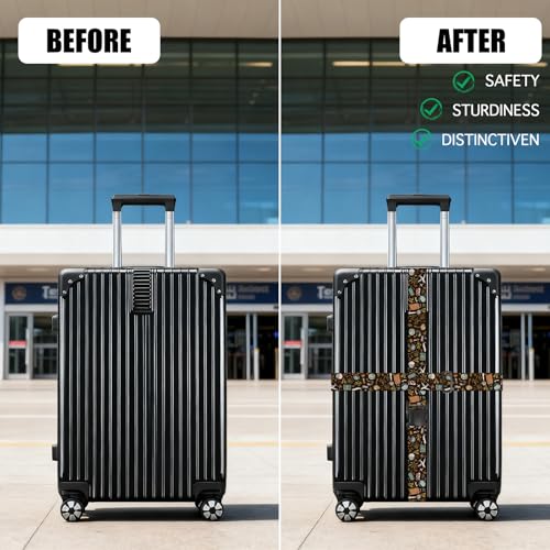 Nuxovilar Luggage Straps Set for Suitcase 1.96x90.5in Polyester - color: YCC01256, size: 1.96"x90.5"