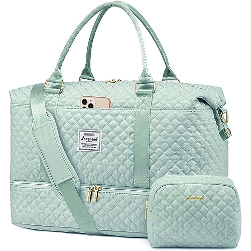 LOVEVOOK Travel Duffle Bag,Weekender Bags for Women with Shoe Compartment - color: C-Light Green, size: Large-2 Pcs