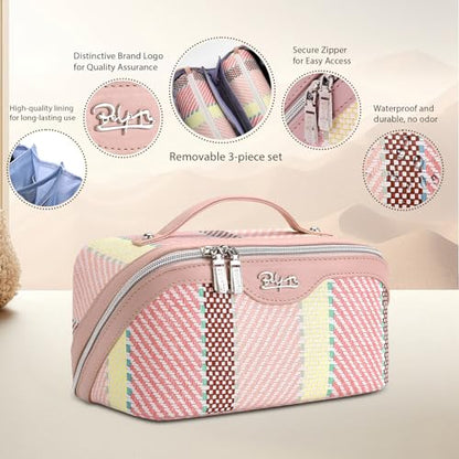 BOYATU Makeup Bag, Makeup Organizer, Toiletry Travel Bag for Women - Pink - color: C-3-Pink