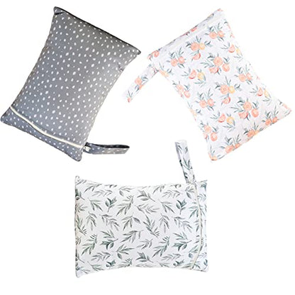 Happy Flute 3 Set Wet Bag Storage Bag Waterproof Washable for Baby - color: Orange