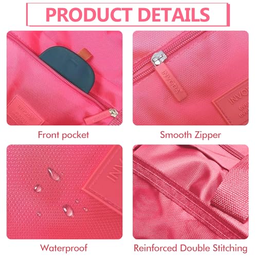 INVODA Travel Bag for Women Foldable Carry on Duffel Bag Waterproof Tote Weekender Luggage Bag (Red) - color: Red