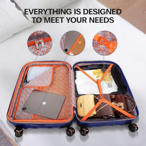 25'' Luggage,Expandable,PC Hardshell Suitcases w/Wheels - color: NAVY, size: 25 inch Single Piece