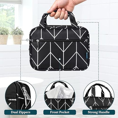 PAVILIA Hanging Toiletry Bag for Women, Makeup Organizer, Chevron Black - color: Black Chevron
