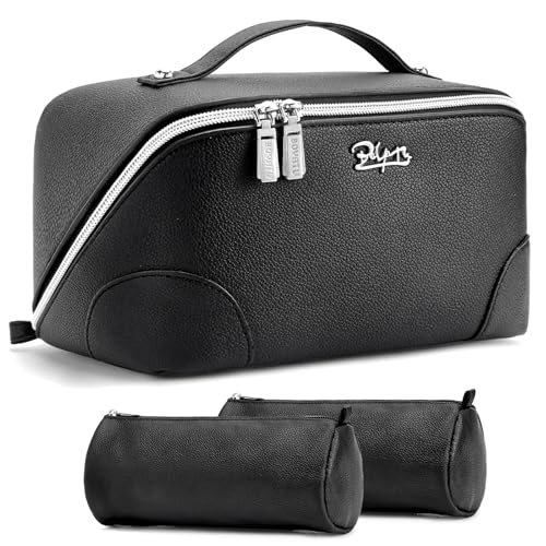 BOYATU Travel Makeup Bag Cosmetic Bags for Women: 3-Piece Makeup Bag Set - color: C-2-Black