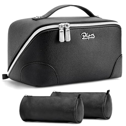 BOYATU Travel Makeup Bag Cosmetic Bags for Women: 3-Piece Makeup Bag Set - color: C-2-Black