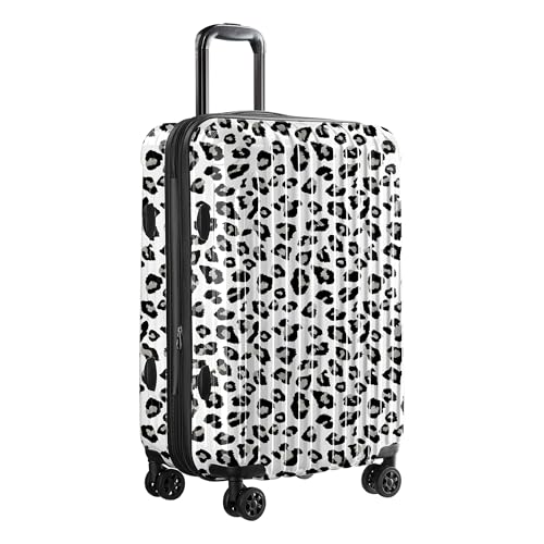 Carry On Luggage 22x14x9 Airline Approved, Suitcases with Wheels - color: Leopard White, size: S(carry-on-20")