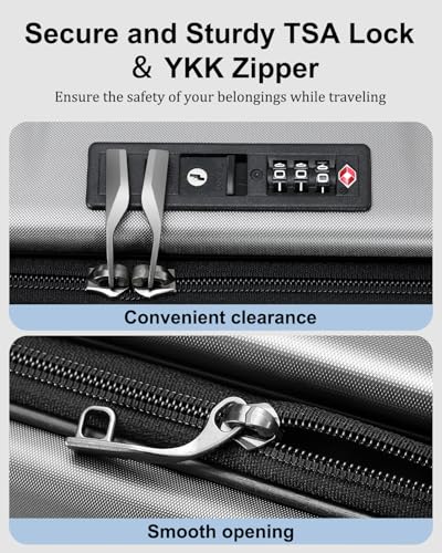 CENSIEN Expandable Checked Luggage, 28 Inch Top Opening Trunk Suitcases - color: Gray, size: 28 Inch EXT