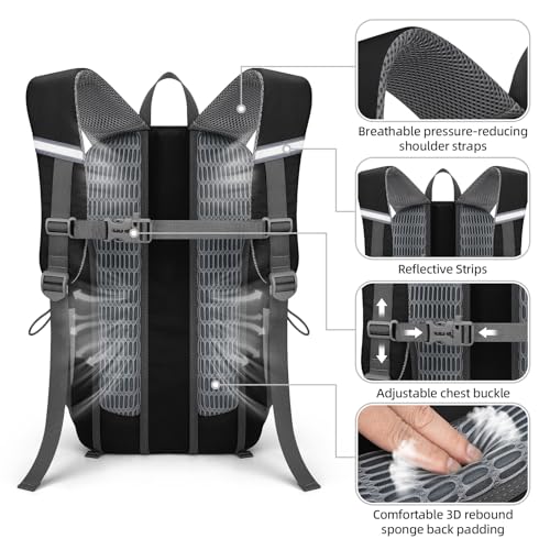 RealCool 20L Lightweight Hiking Backpack, Small Travel Daypack for Camping - color: Black, size: 20L