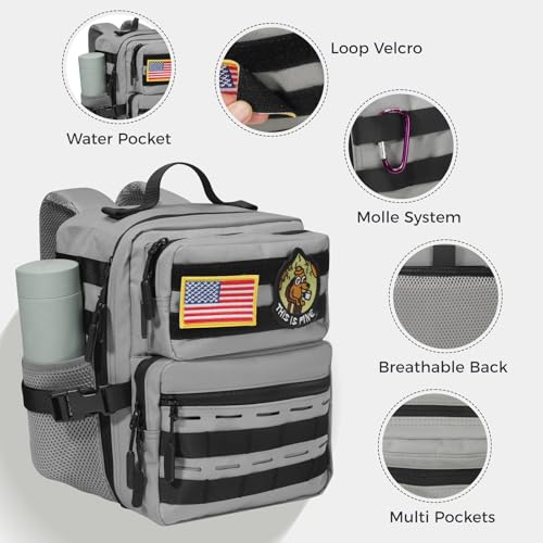 9L Mini Tactical Backpack for Men and Women, Gym Hiking Travel Daypack - color: Gray