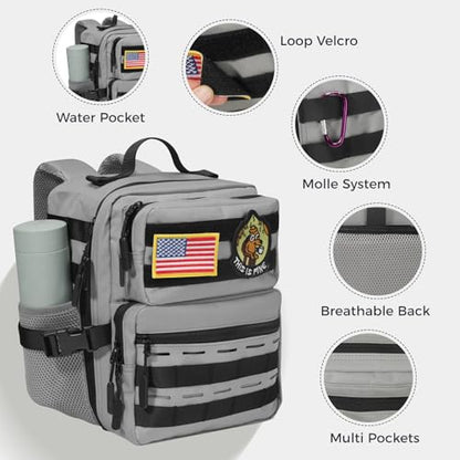 9L Mini Tactical Backpack for Men and Women, Gym Hiking Travel Daypack - color: Gray