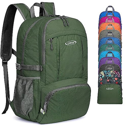 G4Free 40L Lightweight Packable Hiking Backpack, Waterproof Travel Daypack - color: Green