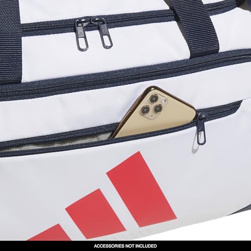 adidas Defender Duffel Bag - color: White/Night Indigo/Pure Ruby Red/Medium 59L, size: Medium (59L), style: Medium 59l