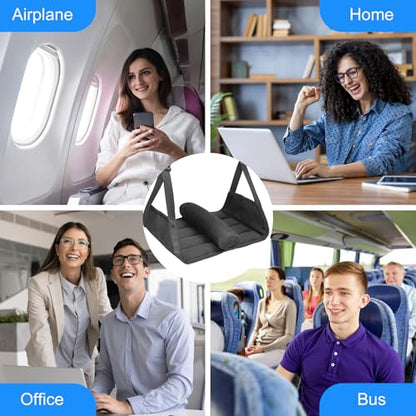 No Collapse Airplane Foot Hammock with Cylindrical Partition, 2 PCS - color: 2pcs-black