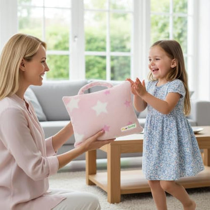 3-in-1 Kids Travel Blanket and Pillow Set - 40x60 Inch Blanket - color: Pink Star