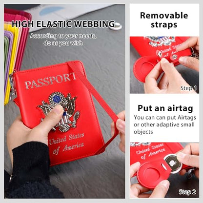 Passport Holder for Travel,Passport Cover Case with RFID (red) - color: red
