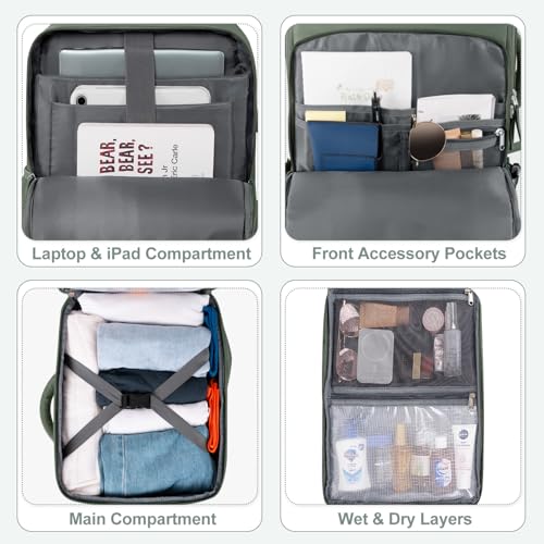Sinaliy Travel Backpack, TSA Carry on Flight Approved Backpack - color: Army Green, size: X-Large