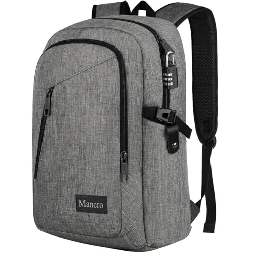 Mancro 17.3 Inch Business Laptop Backpack Anti-Theft Travel Backpack - color: Grey, size: 17.3 inch