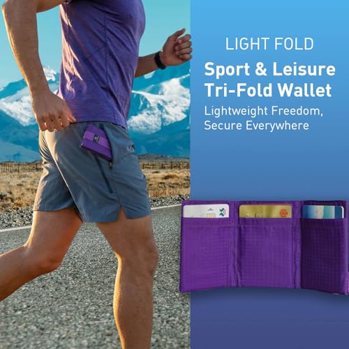 LIGHT FOLD Trifold Nylon Slim Wallet for Men, RFID Blocking Front Pocket - color: 02 Purple