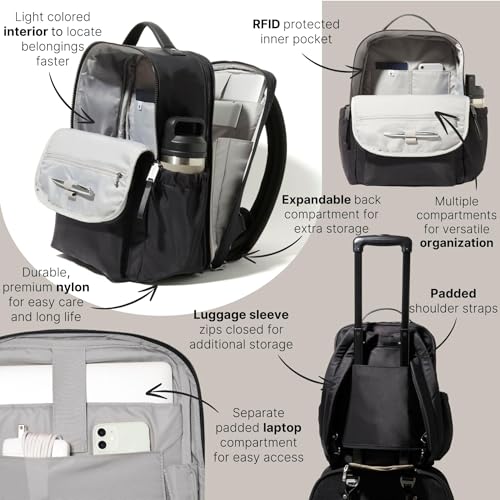 Baggallini Women's Tribeca Expandable Laptop Backpack, Black - color: Black