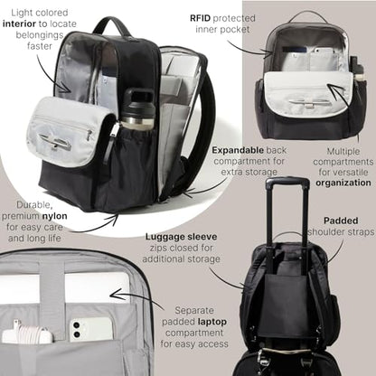 Baggallini Women's Tribeca Expandable Laptop Backpack, Black - color: Black