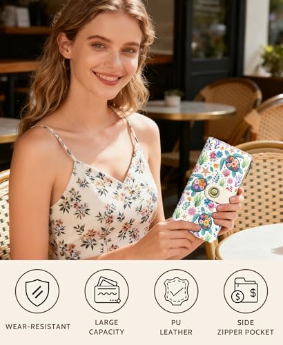 GIANCOMICS Sea Turtle Women Wallet RFID Blocking, Credit Card Holder Bifold - color: Sea Turtles with Flowers