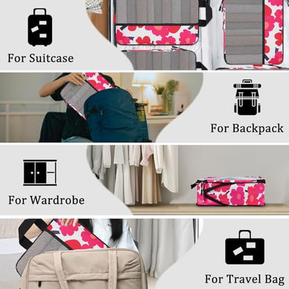 U+U 4 Set Compression Packing Cubes, Travel Organizers (Red Flower) - color: Red Flower, size: 4 Set