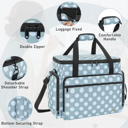 Extra Large Rolling Makeup Bag with Trolley and 4 Removable Pouches - color: Polka Dots