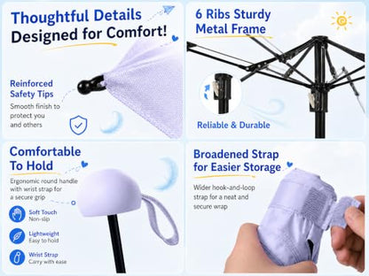 BAODINI Mini Travel Umbrella with UV Sun Protection, Compact Pocket-Size - color: B-1 Pack Light Purple