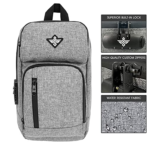 Equinox Sling Backpack Anti Theft Combination Lock Chest Shoulder Bag Waterproof Crossbody Casual Daypack (Black) - color: Black