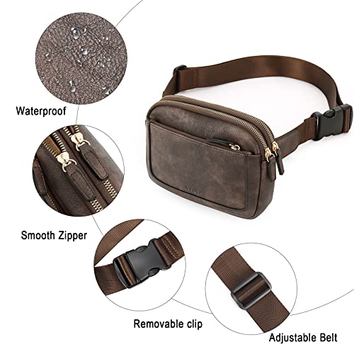 CLUCI Fanny Packs for Women Cross body, Belt Bag for Women, Mini Everywhere Crossbody Waist Bag Adjustable Strap, Vegan Leather Women's Fanny Pack - color: Dark coffee