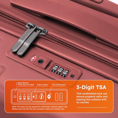 ALPHA CAMP Carry On Luggage 22x14x10 Airline Approved Hardshell - color: Red