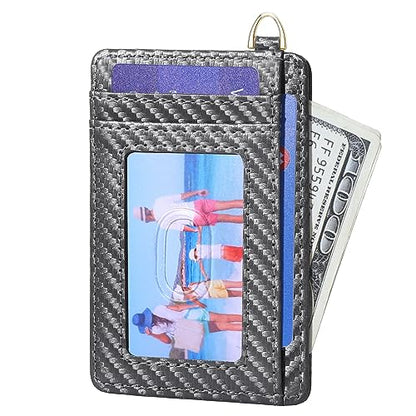 GEEAD Slim Minimalist Front Pocket RFID Blocking Card Holder Wallets for Men & Women - color: Carbon Deep Grey