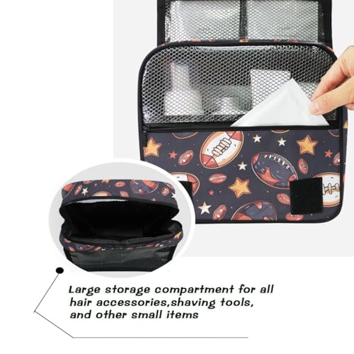 senya Hanging Travel Toiletry Bag Rugby Balls Kit Makeup Case Cosmetics Organizer for Men Women - color: Rugby Balls