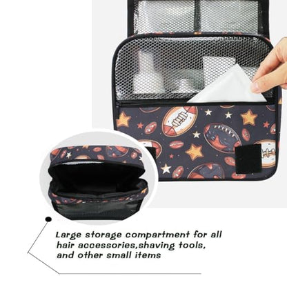 senya Hanging Travel Toiletry Bag Rugby Balls Kit Makeup Case Cosmetics Organizer for Men Women - color: Rugby Balls