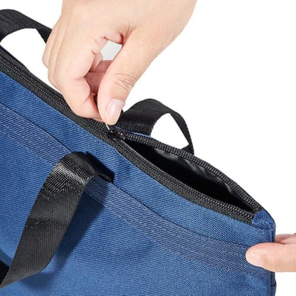 A4 Canvas Document Bag Zippered File Pouch Bag with Handle,Waterproof File Folder Brifecase for Project Meeting Office Travel - color: Blue
