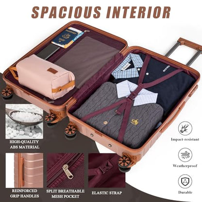 Cosbarn Luggage Sets 5 Piece, Hardshell Suitcases with Wheels, TSA Lock - color: RoseGold