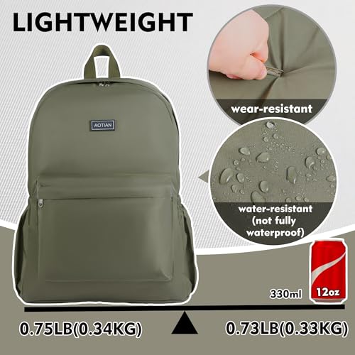 AOTIAN Large Backpack, Men Women Casual Daypack for College Travel Work - color: Green - 17 Inch