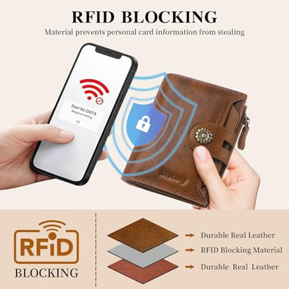 Wallet Women,RFID Blocking Leather Womens Wallet Bifold Compact Card Holder Small Wallet for Women with Removable ID Window Darkbrown - color: a3-darkbrown