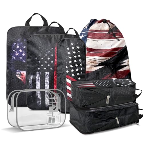 National flag Compression Packing Cubes Set (7 Piece) - 1776 flag - color: Black-9