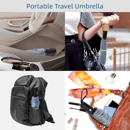 TradMall Travel Umbrella 42/45 Inches Double Vented Canopy - color: Gray, size: 45 Inches