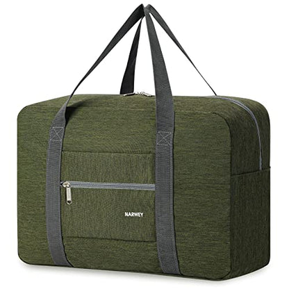 Narway Personal Item Travel Bag, Foldable Carry on Duffle Bag for Women Men - color: AA-Thick Army Green