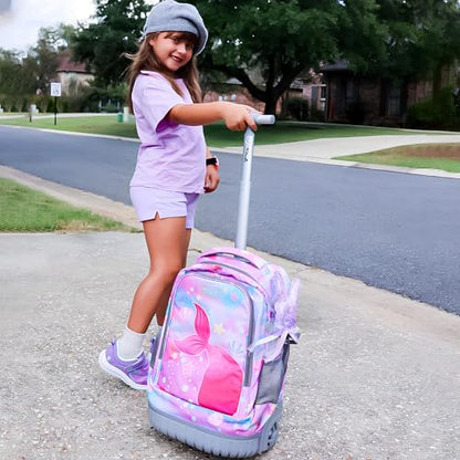 Tilami Rolling Backpack 19 inch Wheeled Cute LAPTOP Boys Girls Travel School Student Trip，Beautiful Tail - color: Beautiful Tail