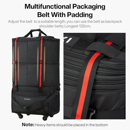 mixi Travel Bag with Wheels Expandable Foldable Luggage Bag Collapsible Rolling Travel Bag Duffel Bag Large Capacity Suitcase for Men Women, Black - color: Black