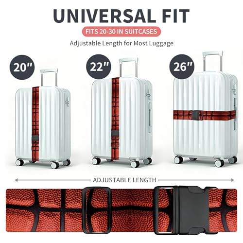 Luggage Strap for Suitcases Adjustable Travel Belt with Quick Release Buckle, Cute Travel Accessories for Suitcase Strap Basketball Pattern - color: Basketball Pattern