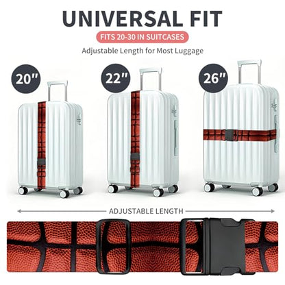 Luggage Strap for Suitcases Adjustable Travel Belt with Quick Release Buckle, Cute Travel Accessories for Suitcase Strap Basketball Pattern - color: Basketball Pattern