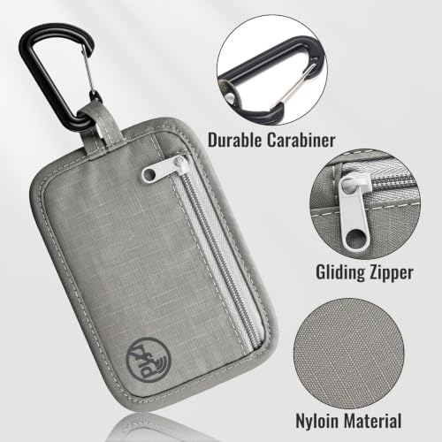 Tipmile RFID Blocking Wallet Slim Money Pouch with Carabiner for Cash Cards