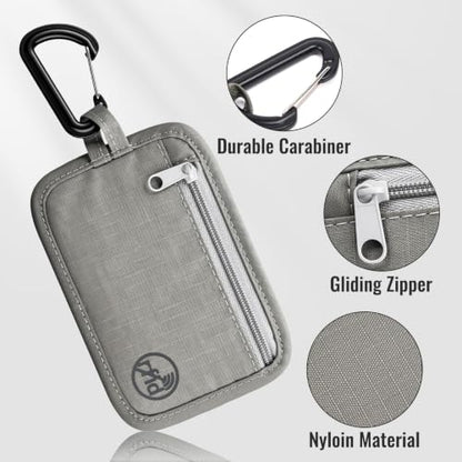 Tipmile RFID Blocking Wallet Slim Money Pouch with Carabiner for Cash Cards