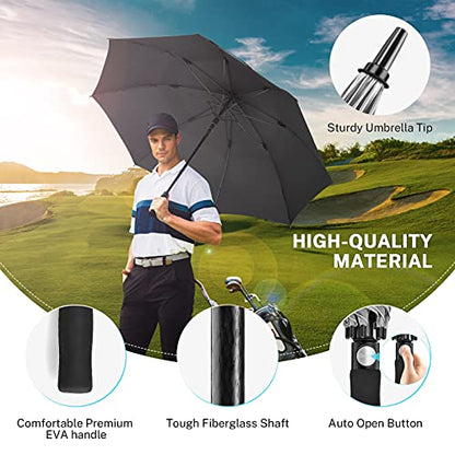 Gonex 62/68/72/80 Inch Golf Umbrella, Auto Open, Windproof, UV Protection - color: Silver/Black, size: 62 inch