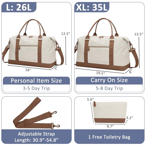 ELONGRIVER Women Travel Duffle Bags, Weekender Overnight Bag, Hospital Bag - color: Beige, size: X-Large