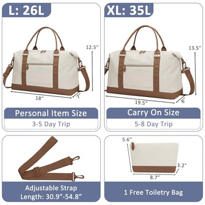 ELONGRIVER Women Travel Duffle Bags, Weekender Overnight Bag, Hospital Bag - color: Beige, size: X-Large